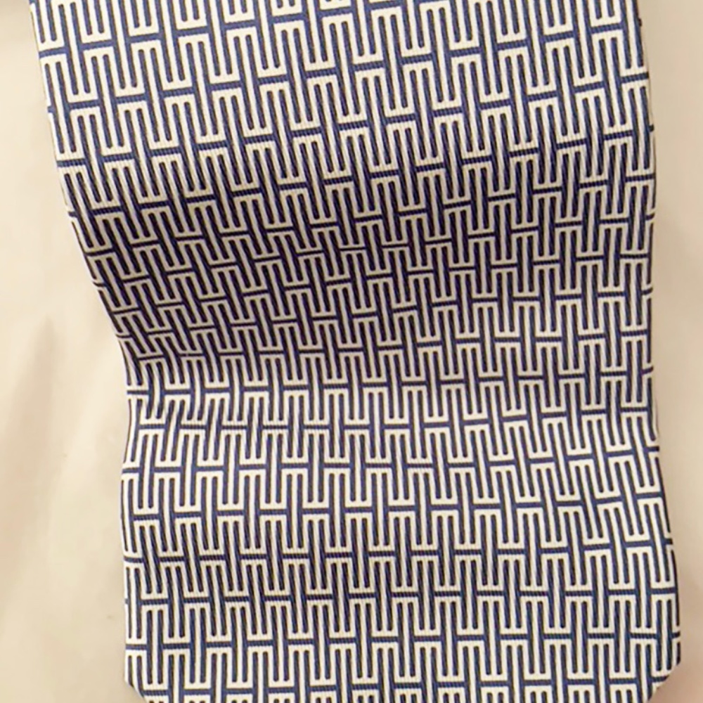 Authentic Hermes 100% Silk Blue and White Tie